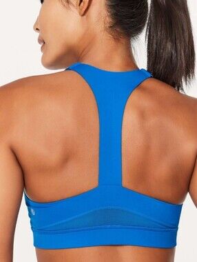 Lululemon Break Free Bra Nulux Amalfi Blue Size 12 Running Gym Yoga